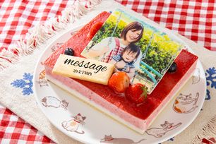 低糖質ケーキ 写真ケーキ 苺ココナッツ 17×13.5cm 5.5号