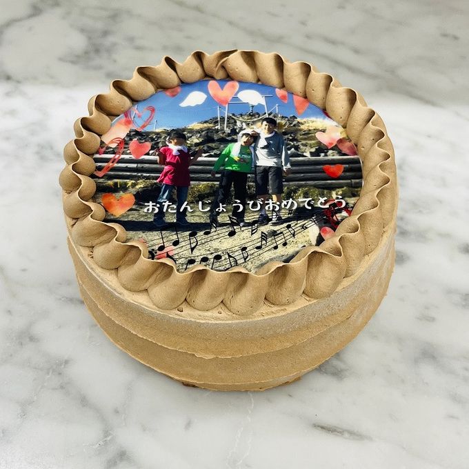 写真ケーキフリル絞りチョコ 4号 12cm 3