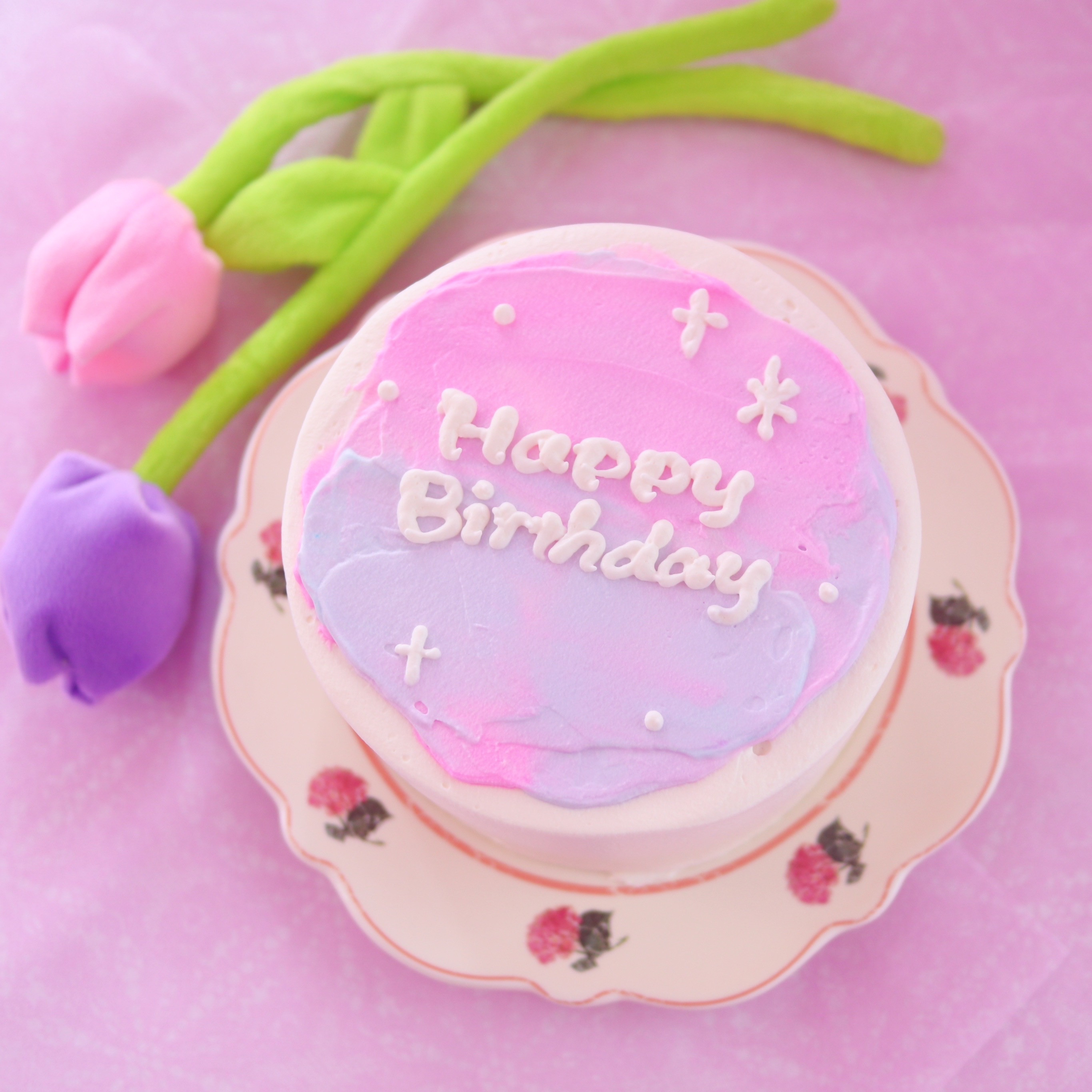 4号 ピンクパープルセンイルケーキ（Milkymoco） | Cake.jp