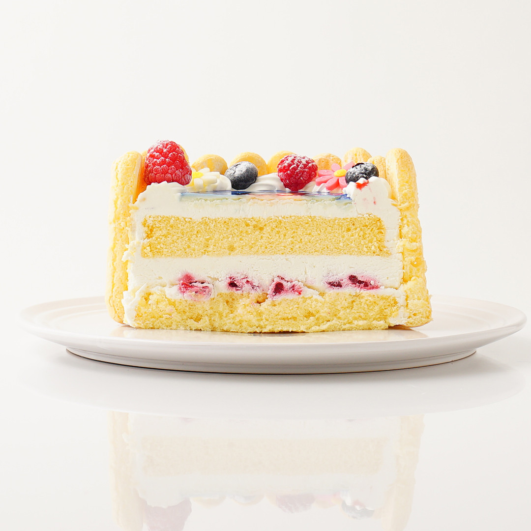 【リボンは3色から選べる！】オリジナルフォトケーキ シャルロットケーキ 4号 12cm