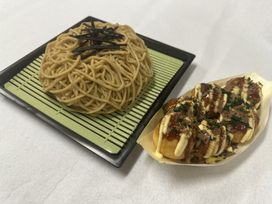 なんちゃってざるそば＆たこ焼き