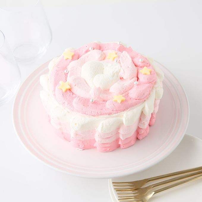 ピンクのフワモコケーキ 1