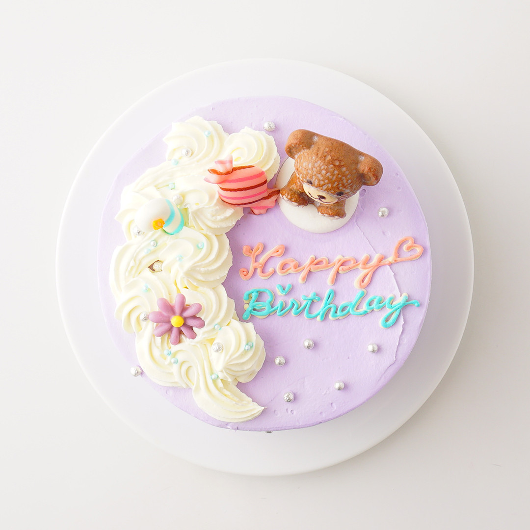 クマのセンイルケーキ パープル 5号（洋菓子夢工房ル＊アンジュ