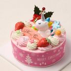 ピンクのユニコーンXmasケーキ 5号2024 2