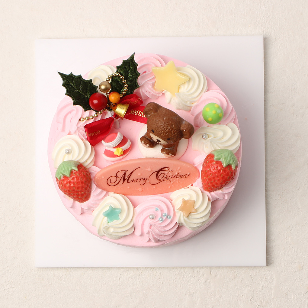 ピンクのクマさんXmasケーキ 5号（洋菓子夢工房ル＊アンジュ