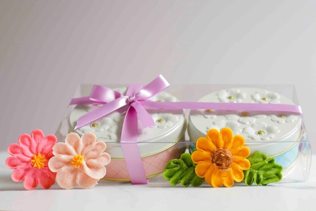 お花のぼうろ『コスモス＆ヒマワリ2缶セット』～専用クリアケース・リボンラッピング付き 4