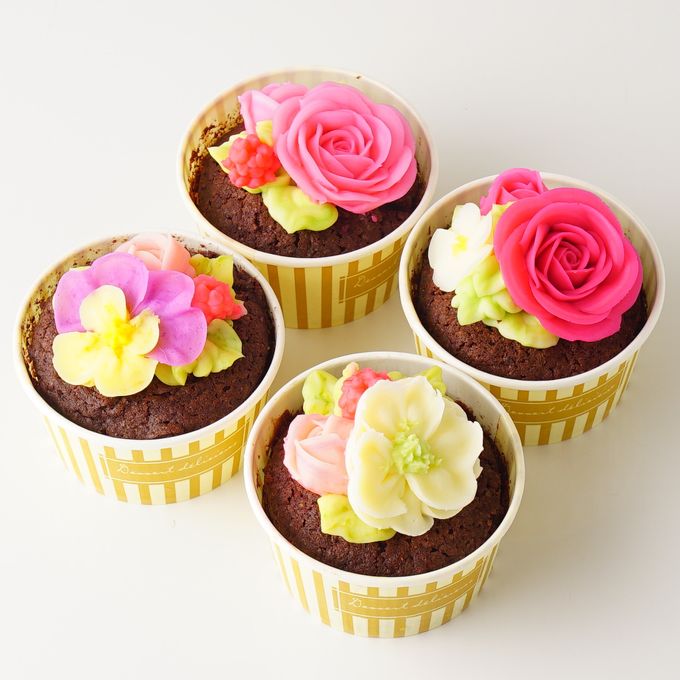 【Cake.jp限定】食べられるお花のバレンタインカップケーキ4個セット  2