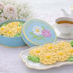 花咲く焼菓子「お花のぼうろ（マーガレット）白餡」3缶セット｜オリジナル紙袋を3枚 1
