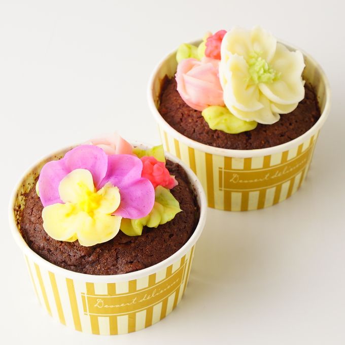 【Cake.jp限定】食べられるお花のバレンタインカップケーキ4個セット  4