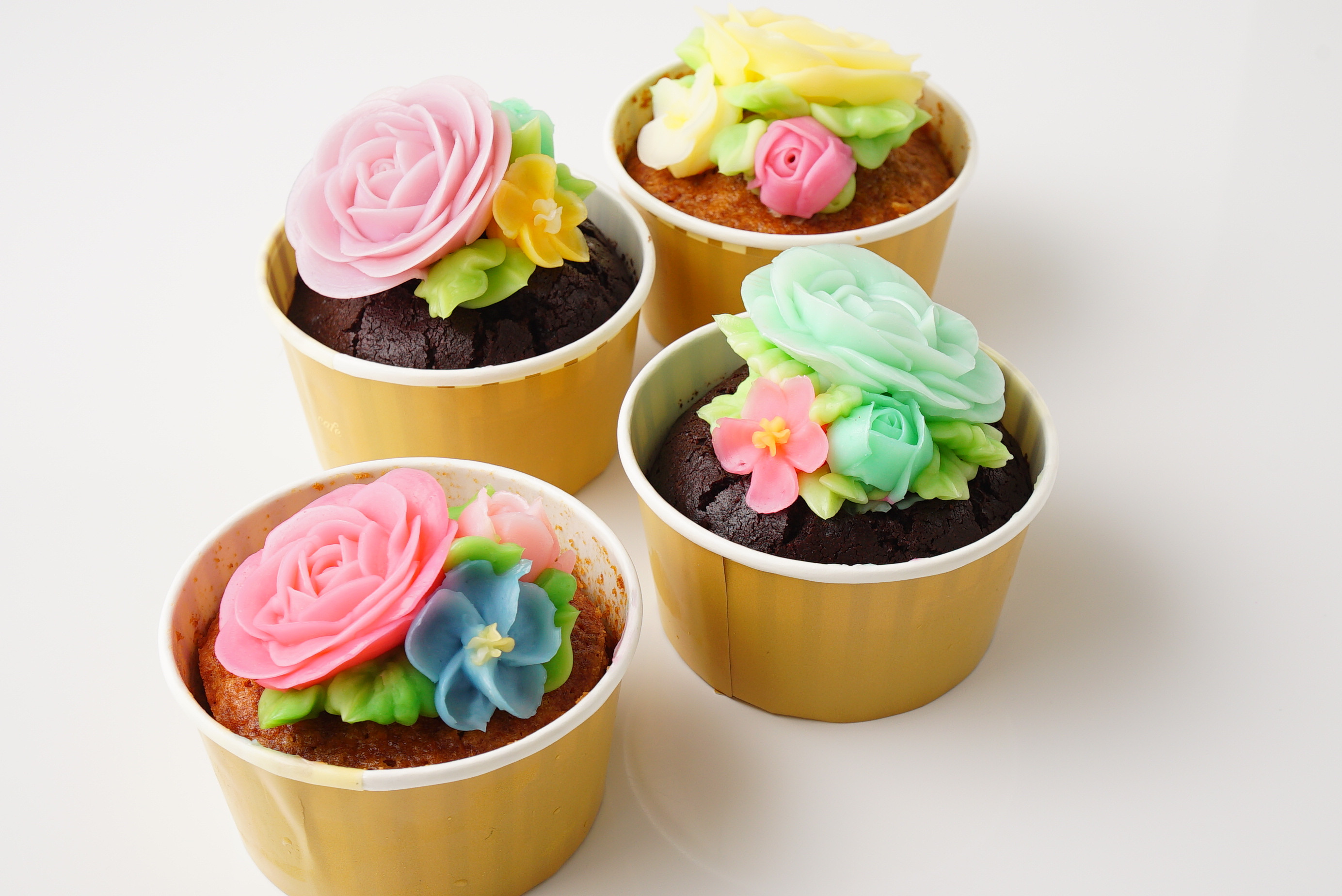 食べられるお花のカップケーキ＜4個セット＞（Flower Picnic Cafe