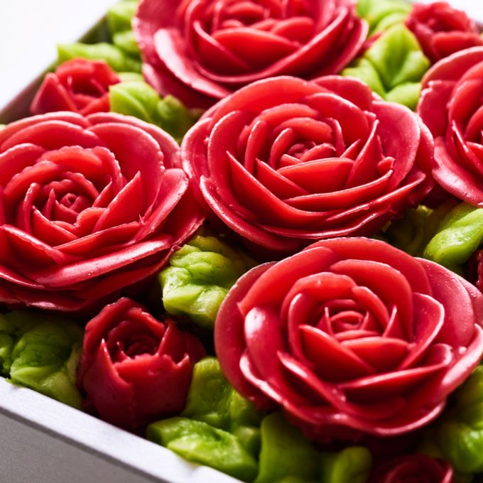 『食べられるお花のケーキ』【シャイニングレッド】Anniversaryボックスフラワーケーキ  2