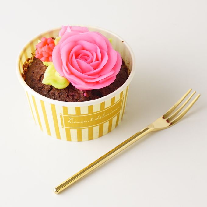 【Cake.jp限定】食べられるお花のバレンタインカップケーキ4個セット  5