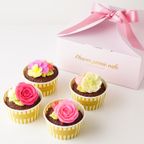 【Cake.jp限定】食べられるお花のバレンタインカップケーキ4個セット  1