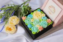 『食べられるお花のケーキ』Charmant Blue ボックスフラワーケーキ 1