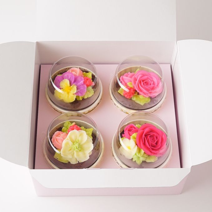 【Cake.jp限定】食べられるお花のバレンタインカップケーキ4個セット  7