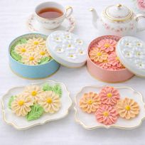 花咲く焼菓子「お花のぼうろ」2缶詰合せ｜コスモス・マーガレット｜専用クリアケース付き｜ホワイトデー2026