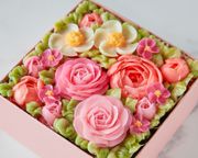 【特別ギフトに】✿食べられるお花のボックスフラワーケーキ【Peach Pink】  3