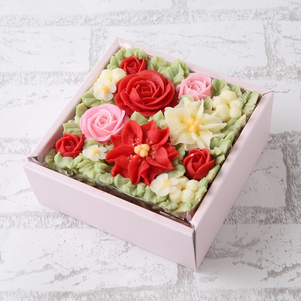 食べられるお花のクリスマスフラワーケーキBOX～ポインセチア