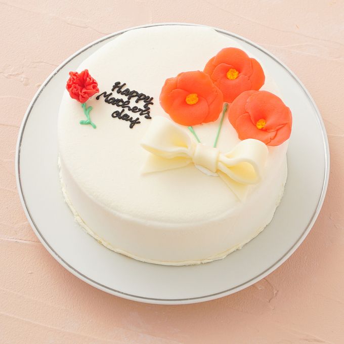 想いを伝える花言葉センイルケーキ(ホワイト) 赤いポピー 「感謝・幸せな家庭・陽気で優しい」  2
