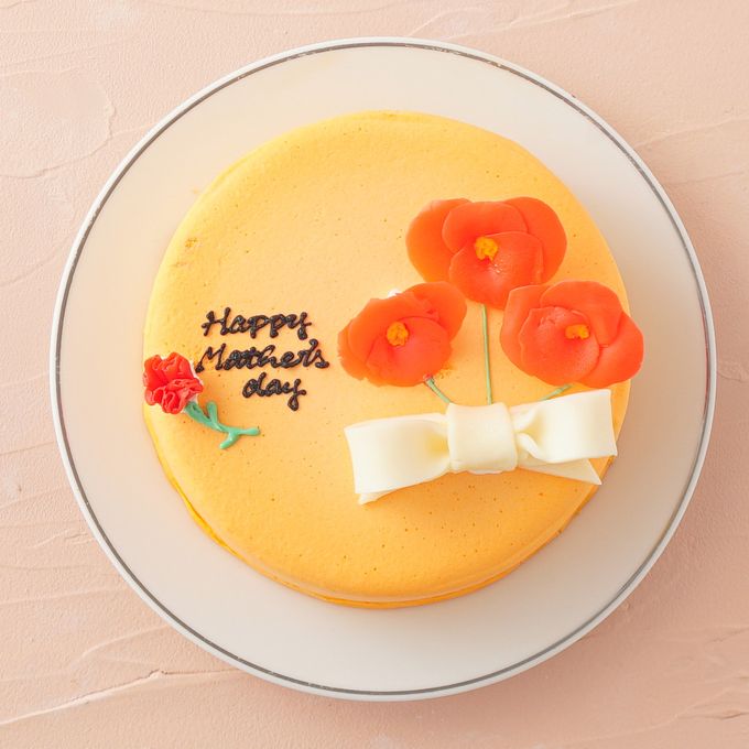 想いを伝える花言葉センイルケーキ(オレンジ)  赤いポピー 「感謝・幸せな家庭・陽気で優しい」  4