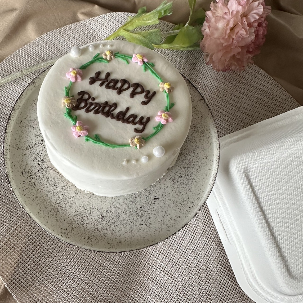 お花のカラーが選べる・ローズマリーデザインセンイルケーキ～ランチボックスVer～（メモラーブル） | Cake.jp