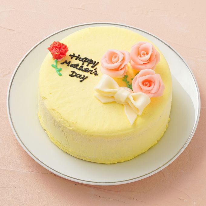 想いを伝える花言葉センイルケーキ(イエロー) ピンクのバラ「感謝・愛情・幸福」 母の日2024 2