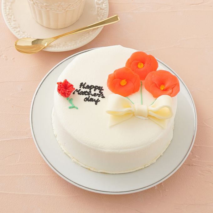 想いを伝える花言葉センイルケーキ(ホワイト) 赤いポピー 「感謝・幸せな家庭・陽気で優しい」  1