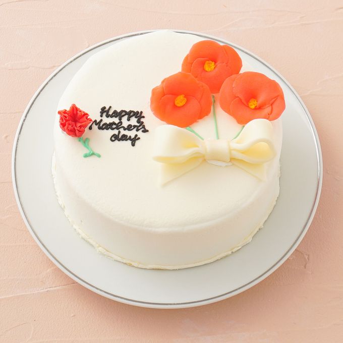 想いを伝える花言葉センイルケーキ(ホワイト) 赤いポピー 「感謝・幸せな家庭・陽気で優しい」  3