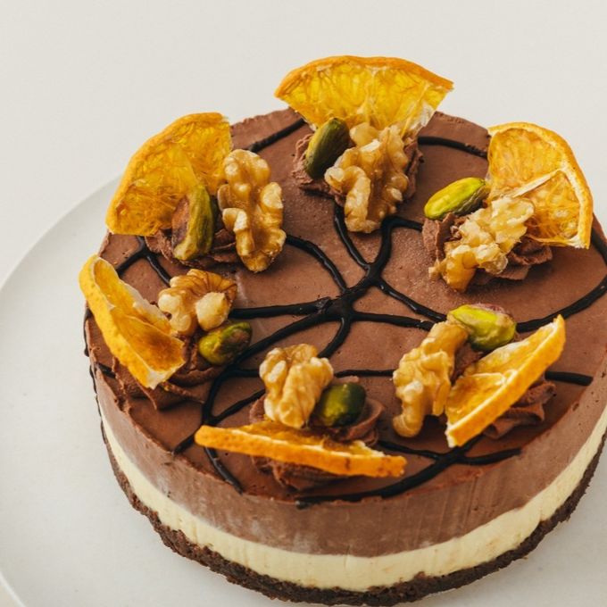 （クリスマス）ヴィーガンオレンジ＆チョコレートケーキ 5号 15cm グルテンフリー アレルギー対応  3