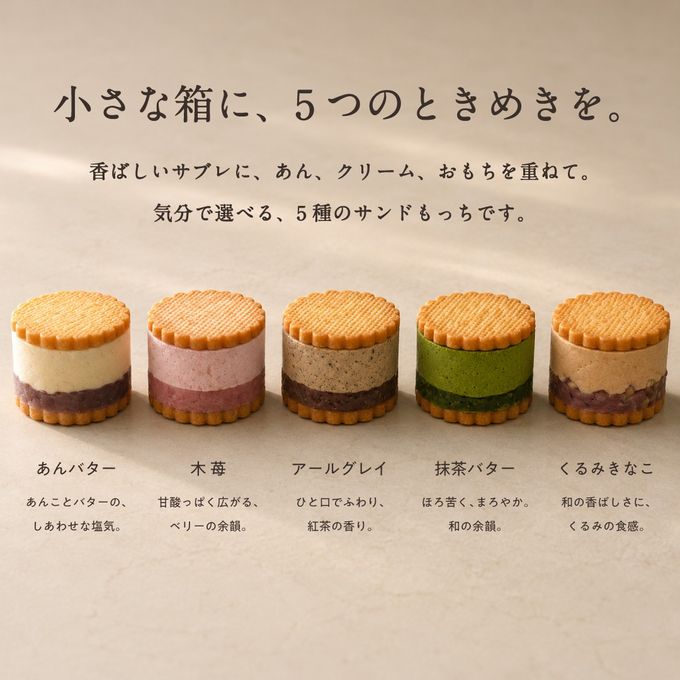 サンドもっち 5個ボックス〈おもち専門スイーツMOTCH〉うさぎ バターサンド クッキーサンド おもち 餅 お中元2026    4