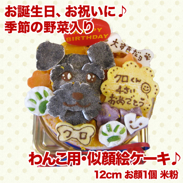 犬用》似顔絵 犬用ケーキ 12cm 米粉仕様 顔1個バージョン（ドッグラボバブル・ブー） | Cake.jp