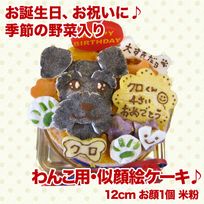 《犬用》似顔絵 犬用ケーキ 12cm 米粉仕様 顔1個バージョン