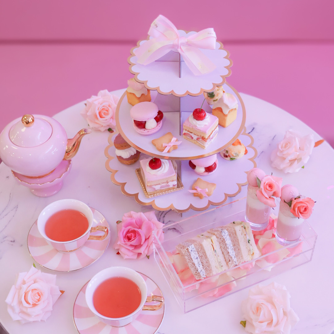 おうちアフタヌーンティー【Kitty Afternoontea ~pink rose~】（KITTY SWEETS） | Cake.jp