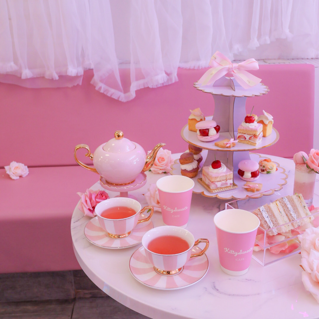 おうちアフタヌーンティー【Kitty Afternoontea ~pink rose~】（KITTY SWEETS） | Cake.jp