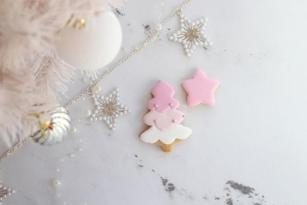 《pastel pink tree & star 》クリスマスアイシングクッキー クリスマス2023 2