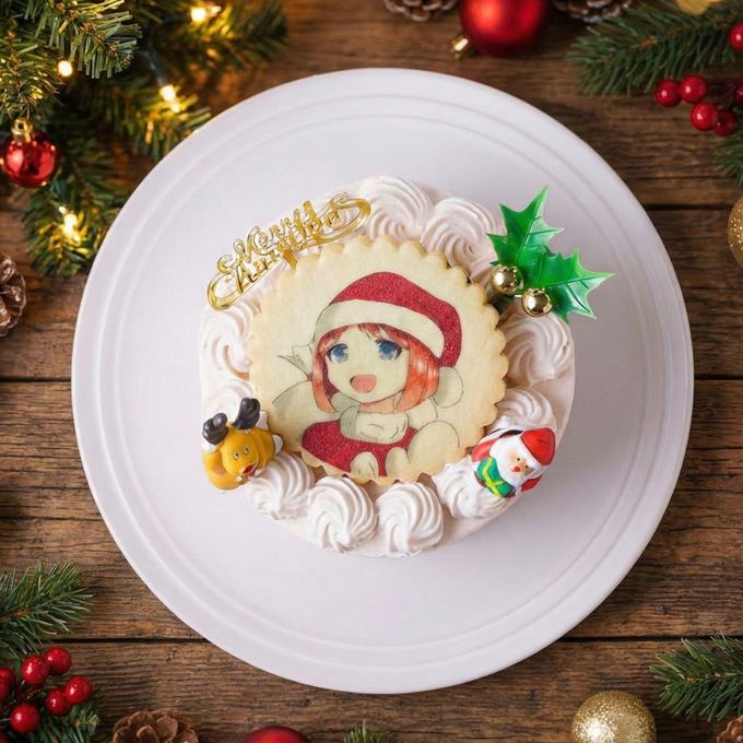 イラストクッキークリスマスショートケーキ 4号 2