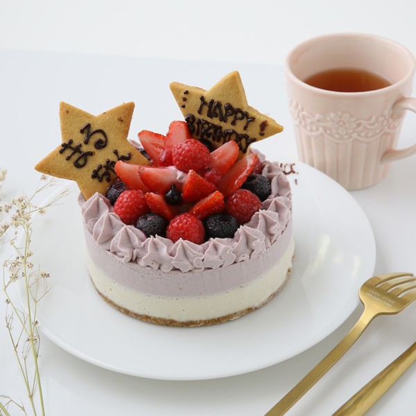 グルテンフリー ヴィーガンイチゴ＆ブルーベリーRAWケーキ 12cm《ヴィーガンスイーツ・ヴィーガンケーキ》 1