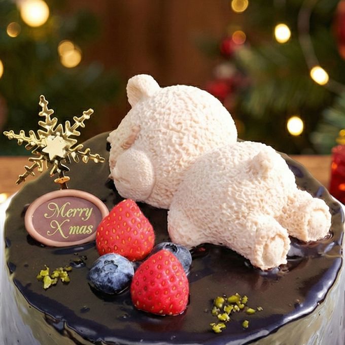 クリスマス ねむねむくまさん チョコムースケーキ 15cm 2