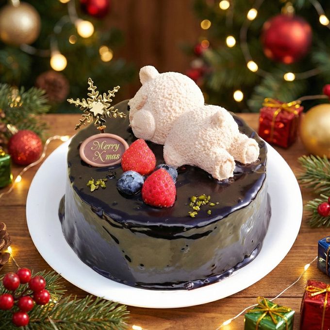 クリスマス ねむねむくまさん チョコムースケーキ 15cm 1