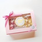 鹿児島特産フルーツ使用フリーメッセージアイシングクッキー＆メロンパンラスクセット ピンクボックス  1