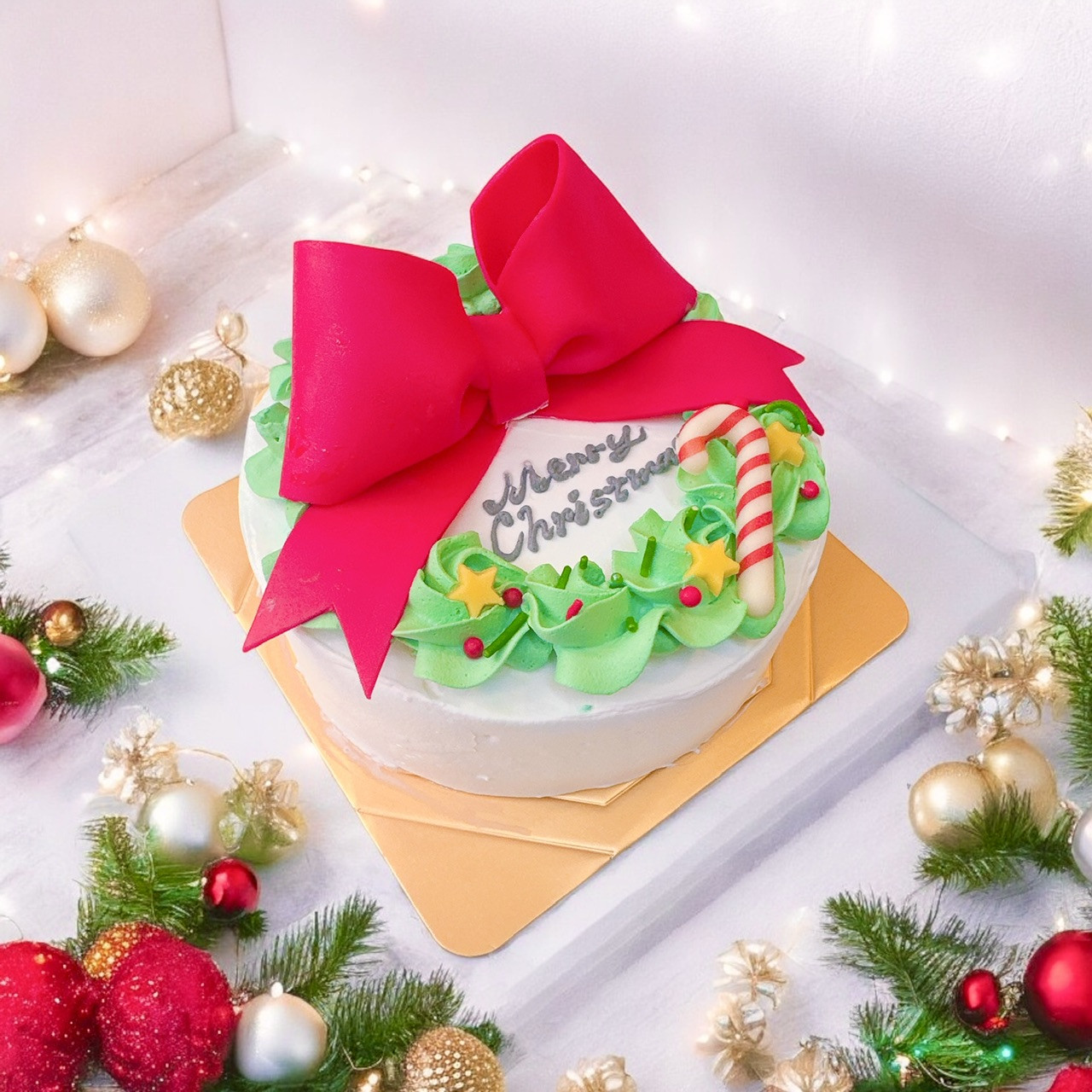 リースリボン センイルクリスマスケーキ 3号 クリスマス2025（decolne） | Cake.jp
