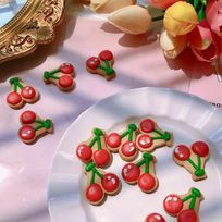 カラー選択！ぷっくりさくらんぼクッキー 10個セット