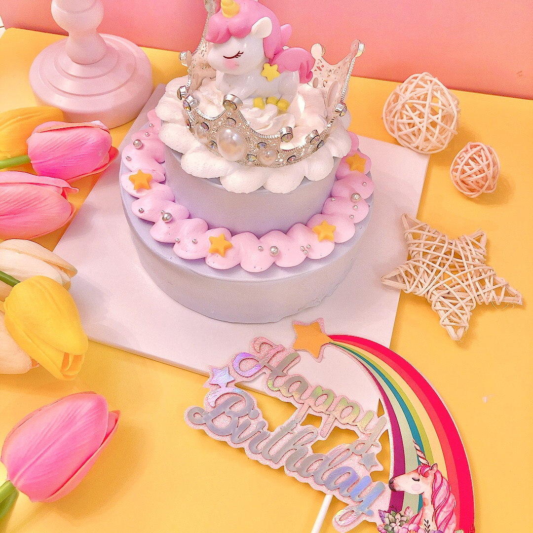 色んなおばけ　ケーキ　ガラガラたぴおか　セット カラー選択♪姫ユニコーン2段ケーキ 5号（decolne） | Cake.jp