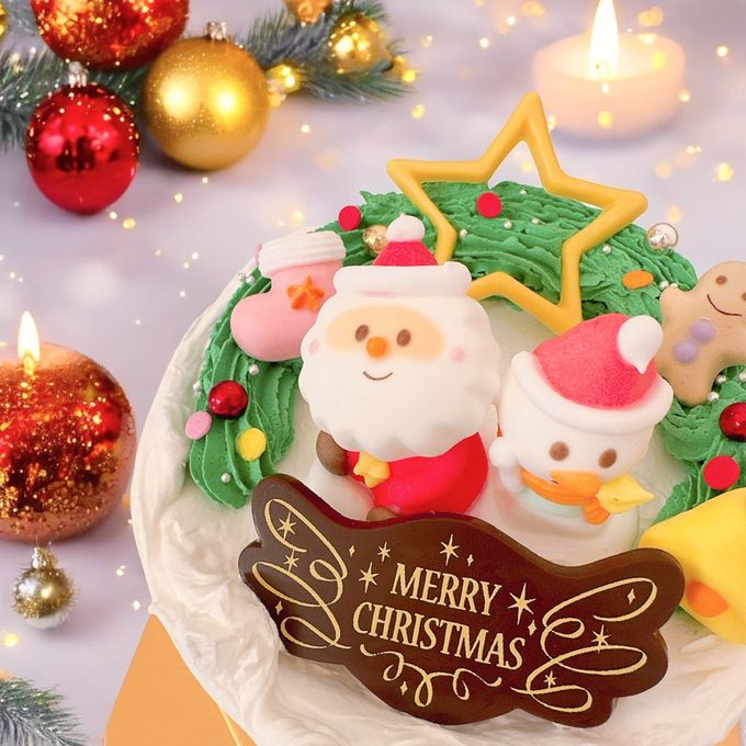 仲良しツインズのhappyリースケーキ クリスマスケーキ  4号 クリスマス2024 2