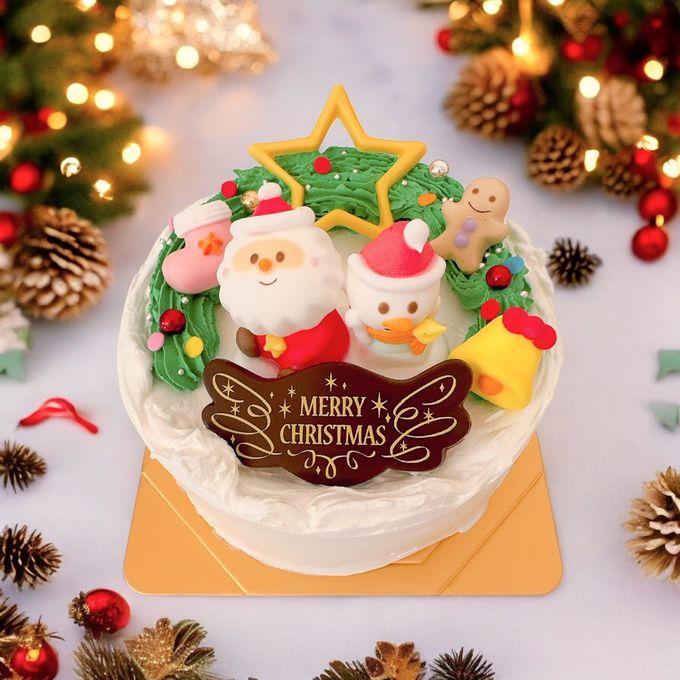 仲良しツインズのhappyリースケーキ クリスマスケーキ  4号 クリスマス2024 1