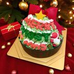 クリスマスツリーにサンタが必死にえっほっえっほケーキ 4号&3号 クリスマス2025 3
