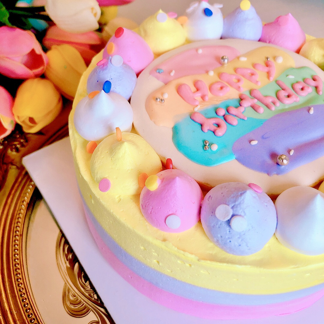 グラデカラー&カラフルセンイルケーキ 5号（decolne） | Cake.jp