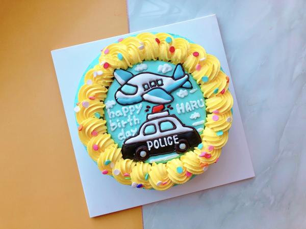 乗り物パトカー飛行機ケーキ 4号（decolne） | Cake.jp