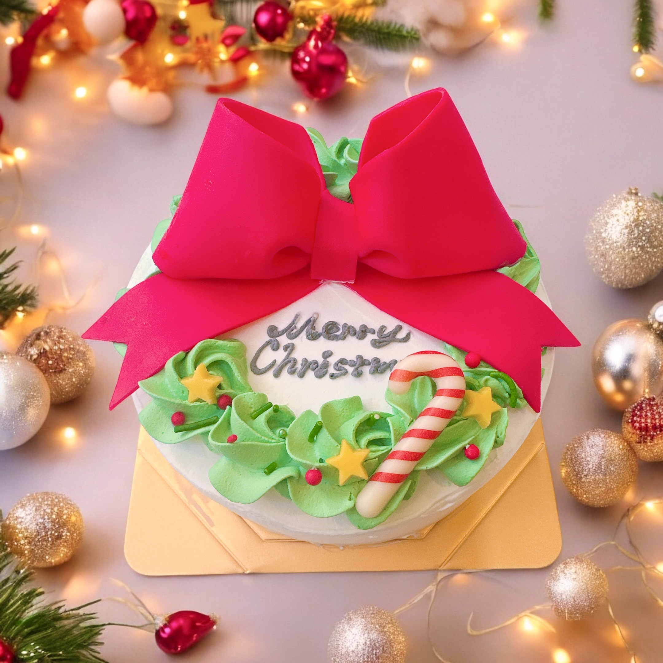 リースリボン センイルクリスマスケーキ 5号 クリスマス2024（decolne） | Cake.jp