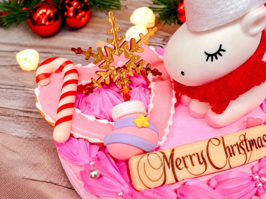 ユニコーンサンタピンクケーキ 4号 クリスマス2026 2